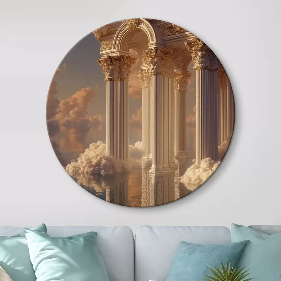 carta da parati Colonne tra le nuvole, riflessi sull'acqua nr. r45881