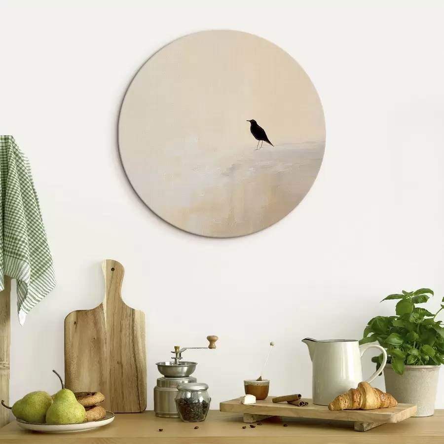 carta da parati Uccello solitario su uno sfondo beige caldo nr. r45882