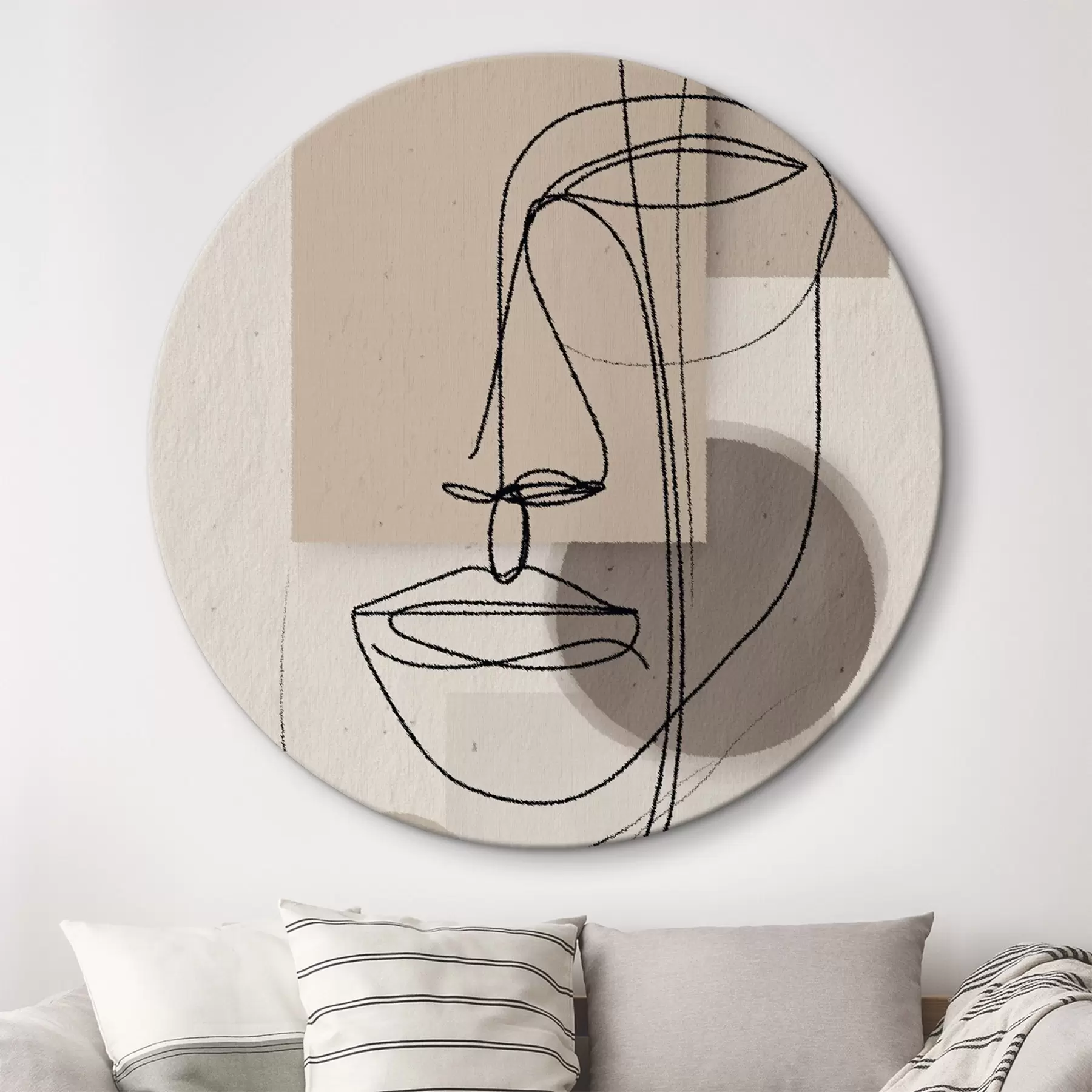 carta da parati Ritratto in linea su forme geometriche beige nr. r45886