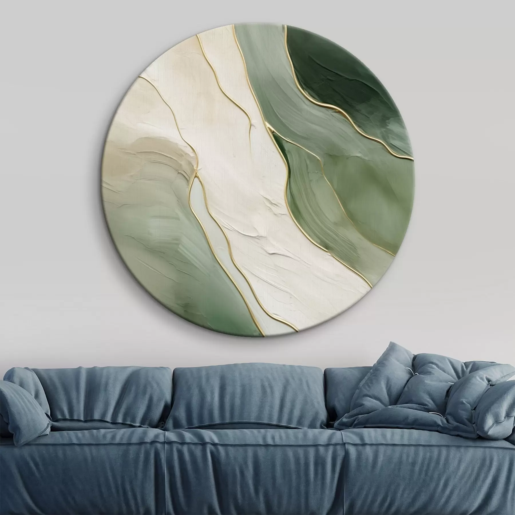 carta da parati Astrazione smeraldo con sottili linee gialle nr. r45888