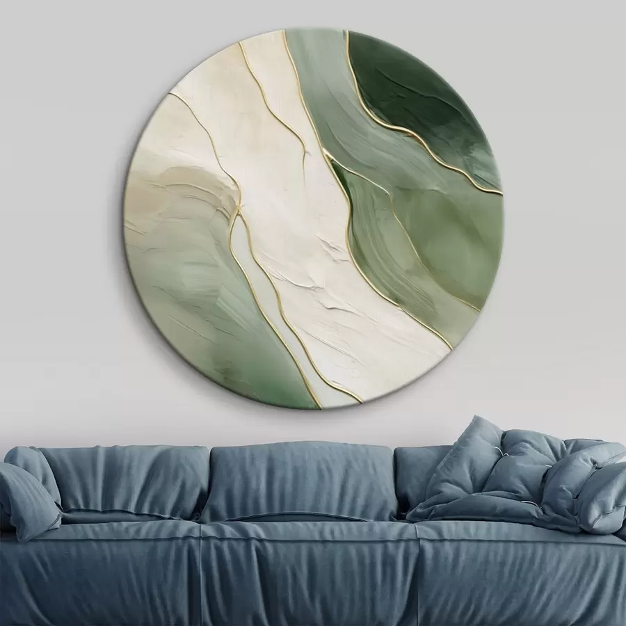 carta da parati Astrazione smeraldo con sottili linee gialle nr. r45888