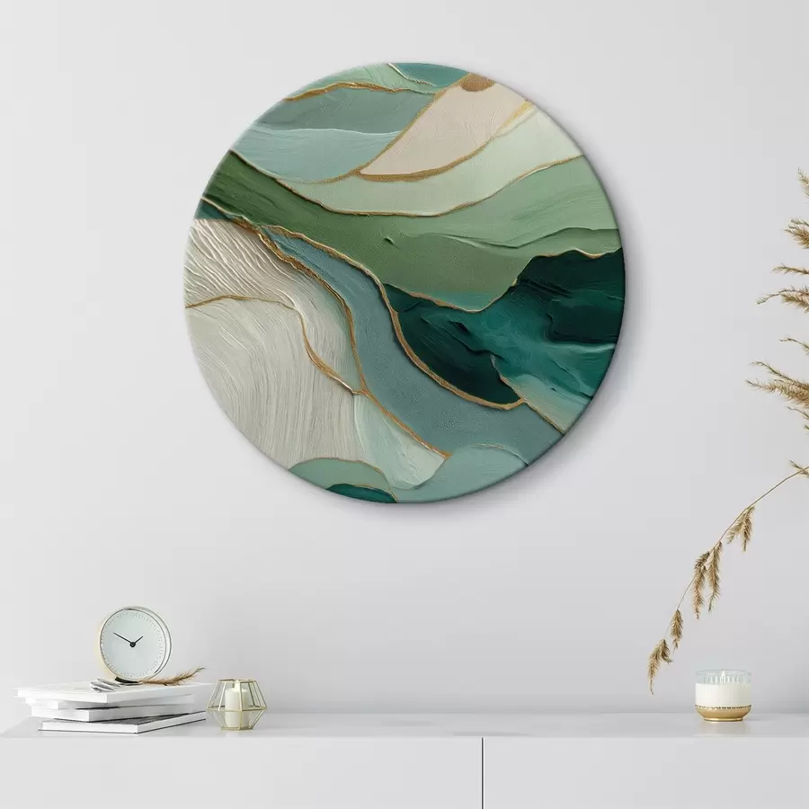 carta da parati Astrazione verde stratificata con linee gialle e profondità nr. r45902