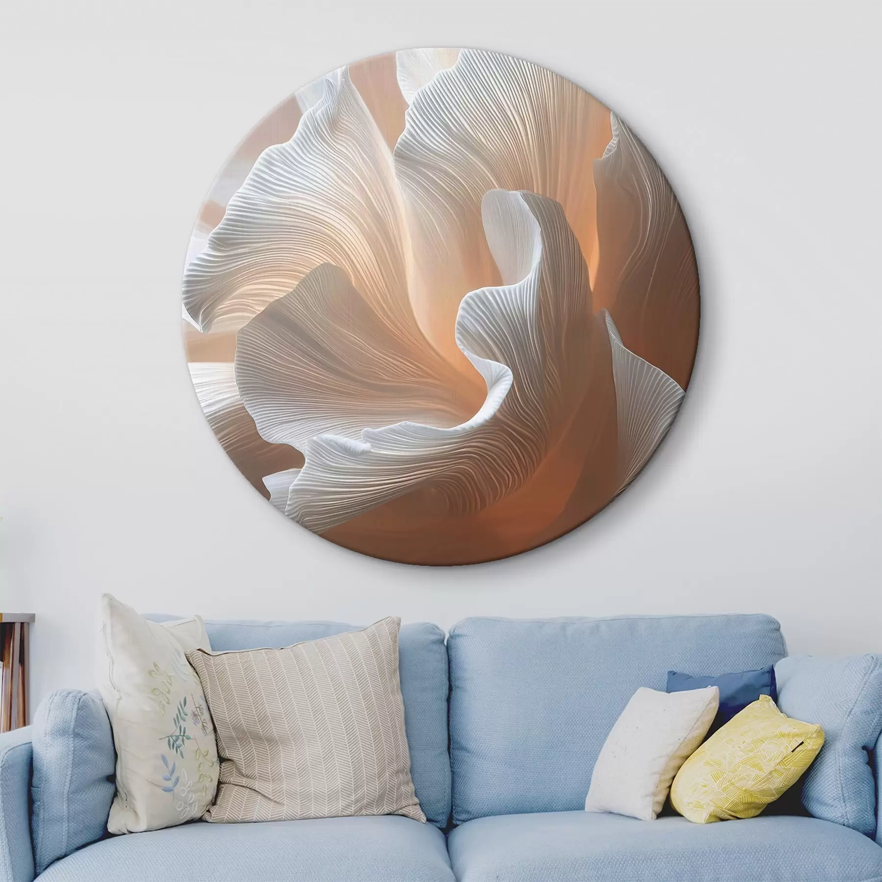 carta da parati Petali bianchi e vaporosi con un caldo bagliore color pesca nr. r45909