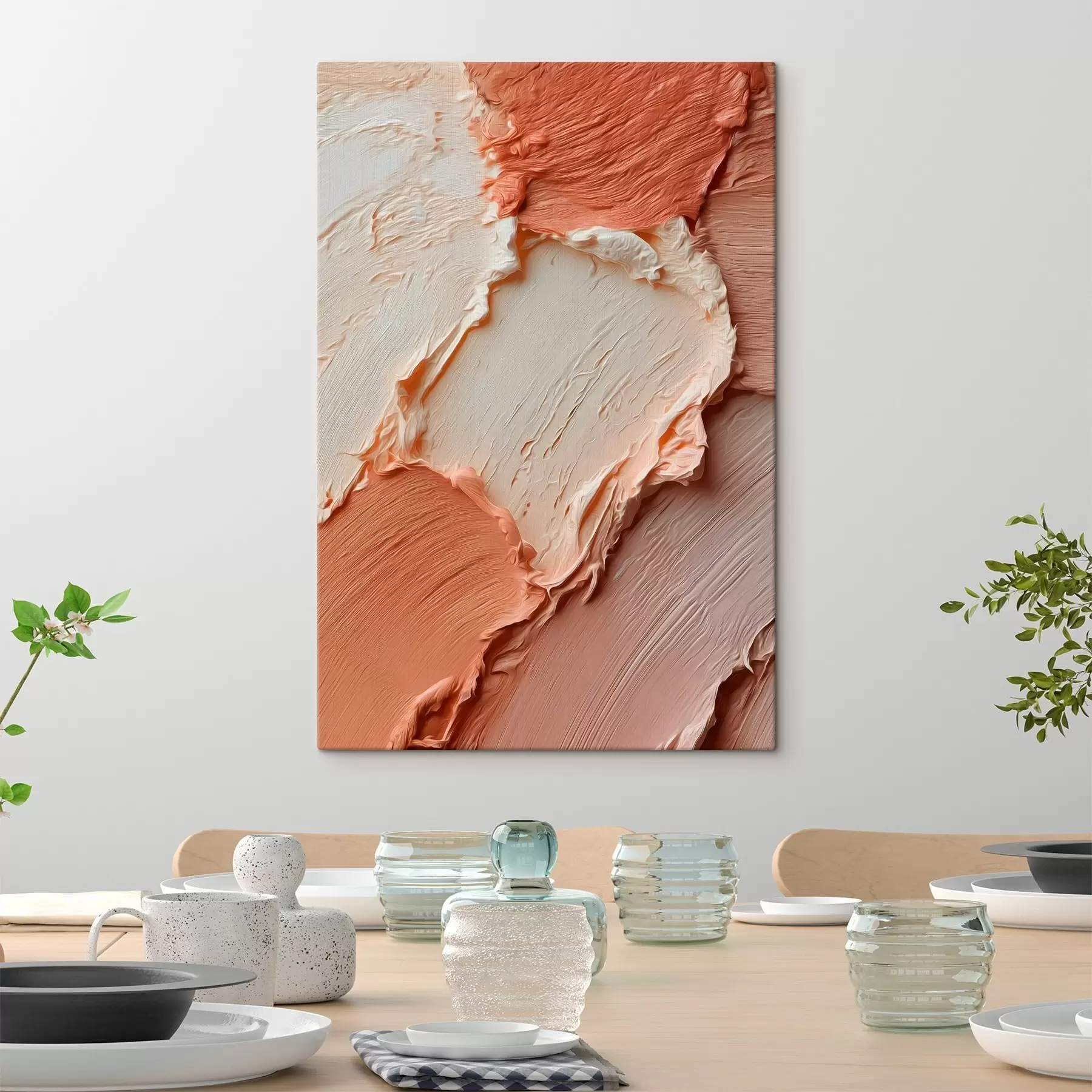 carta da parati Pennellate dalla consistenza color crema-pesca, impasto ricco nr. s45869