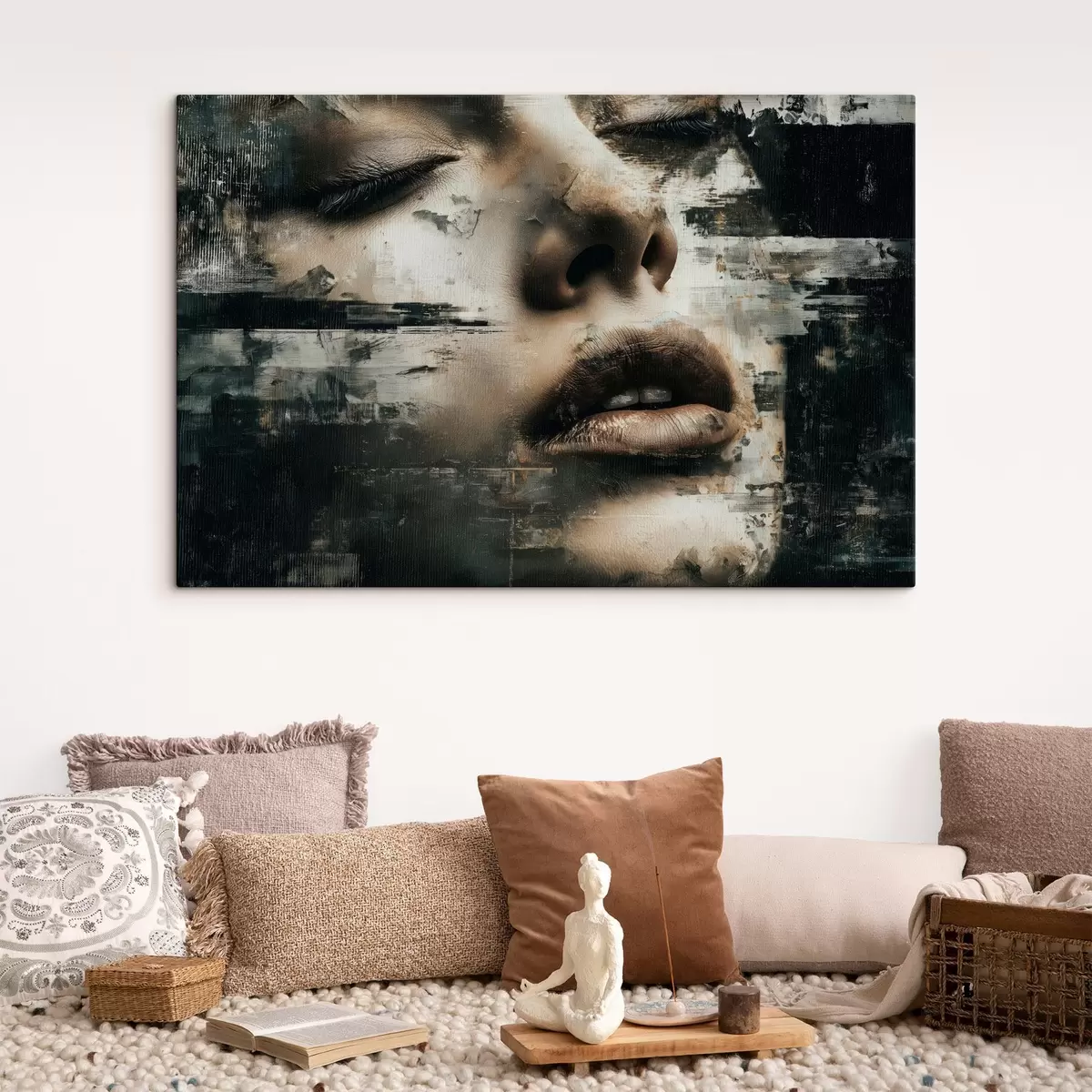 carta da parati Ritratto femminile astratto con effetto glitch e texture nr. s45873