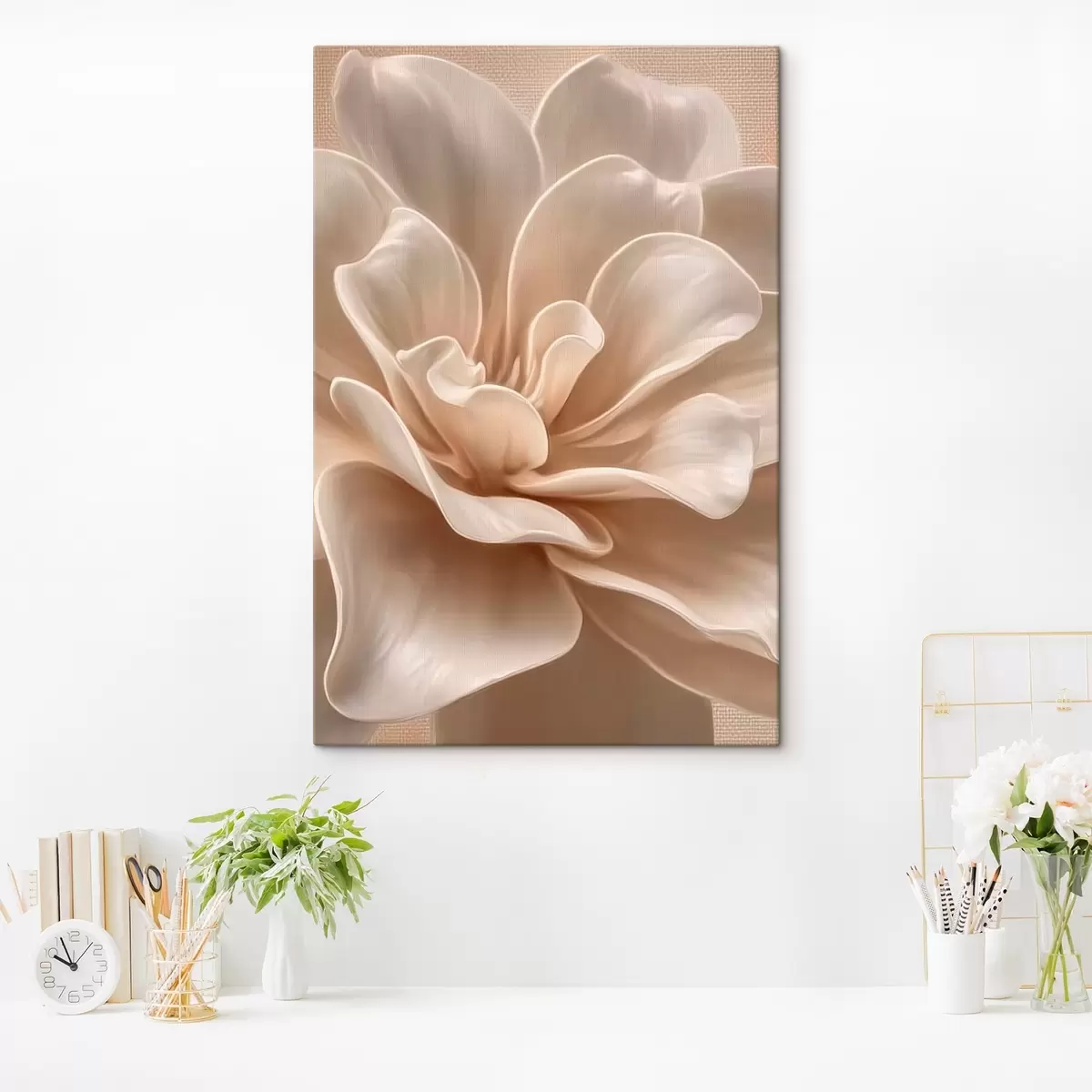 carta da parati Grande fiore color crema, petali morbidi macro nr. s45874