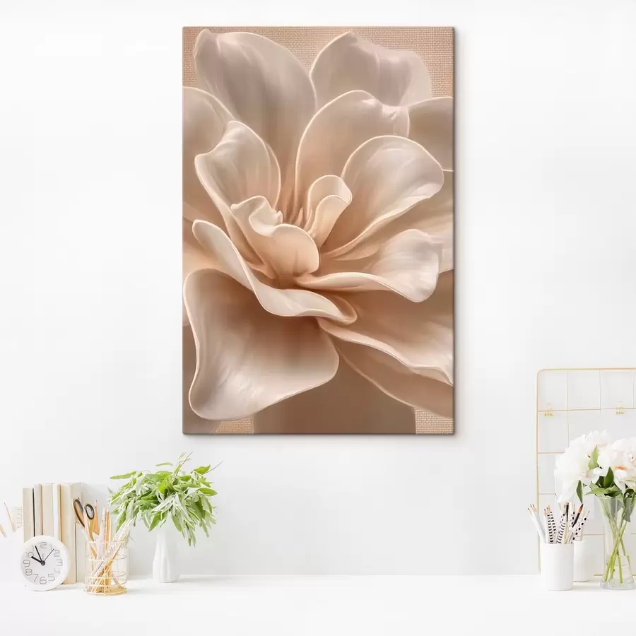 carta da parati Grande fiore color crema, petali morbidi macro nr. s45874