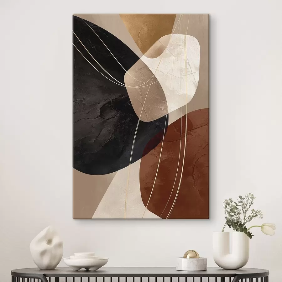 carta da parati Forme geometriche in una palette dai colori caldi, linee sottili nr. s45879