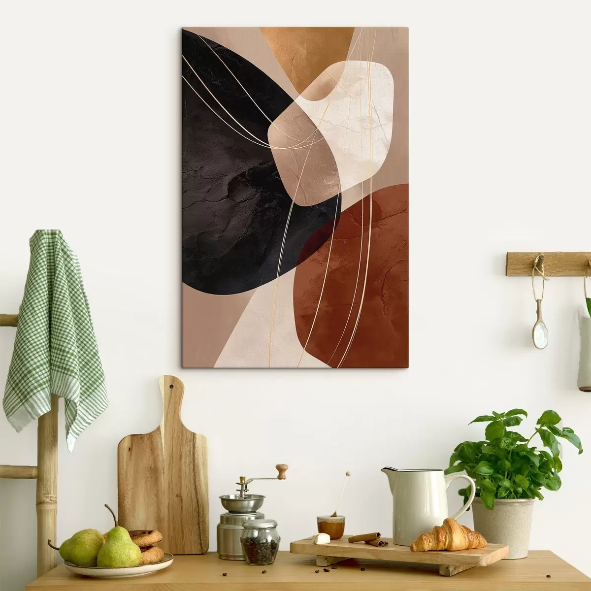 carta da parati Forme geometriche in una palette dai colori caldi, linee sottili nr. s45879