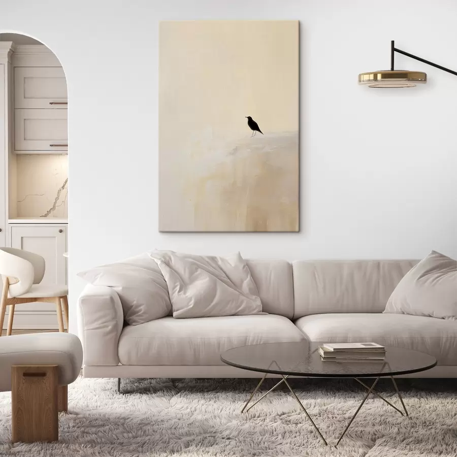 carta da parati Uccello solitario su uno sfondo beige caldo nr. s45882