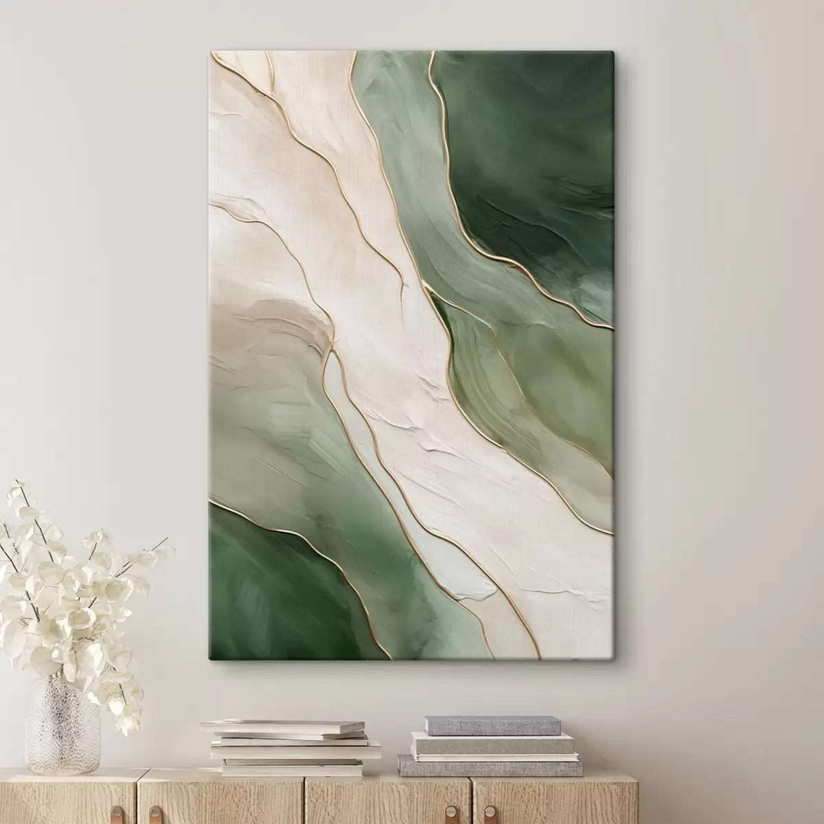 carta da parati Astrazione smeraldo con sottili linee gialle nr. s45888