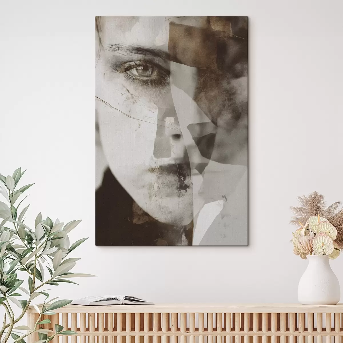 carta da parati Ritratto astratto in seppia, texture e macchie nr. s45897