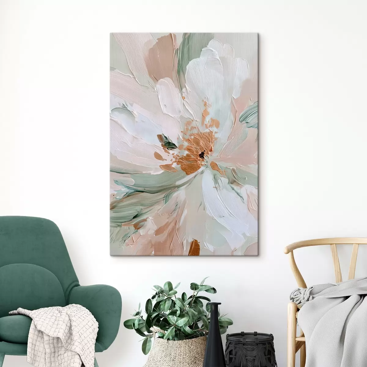 carta da parati Fiore pastello impasto con accenti gialli nr. s45900