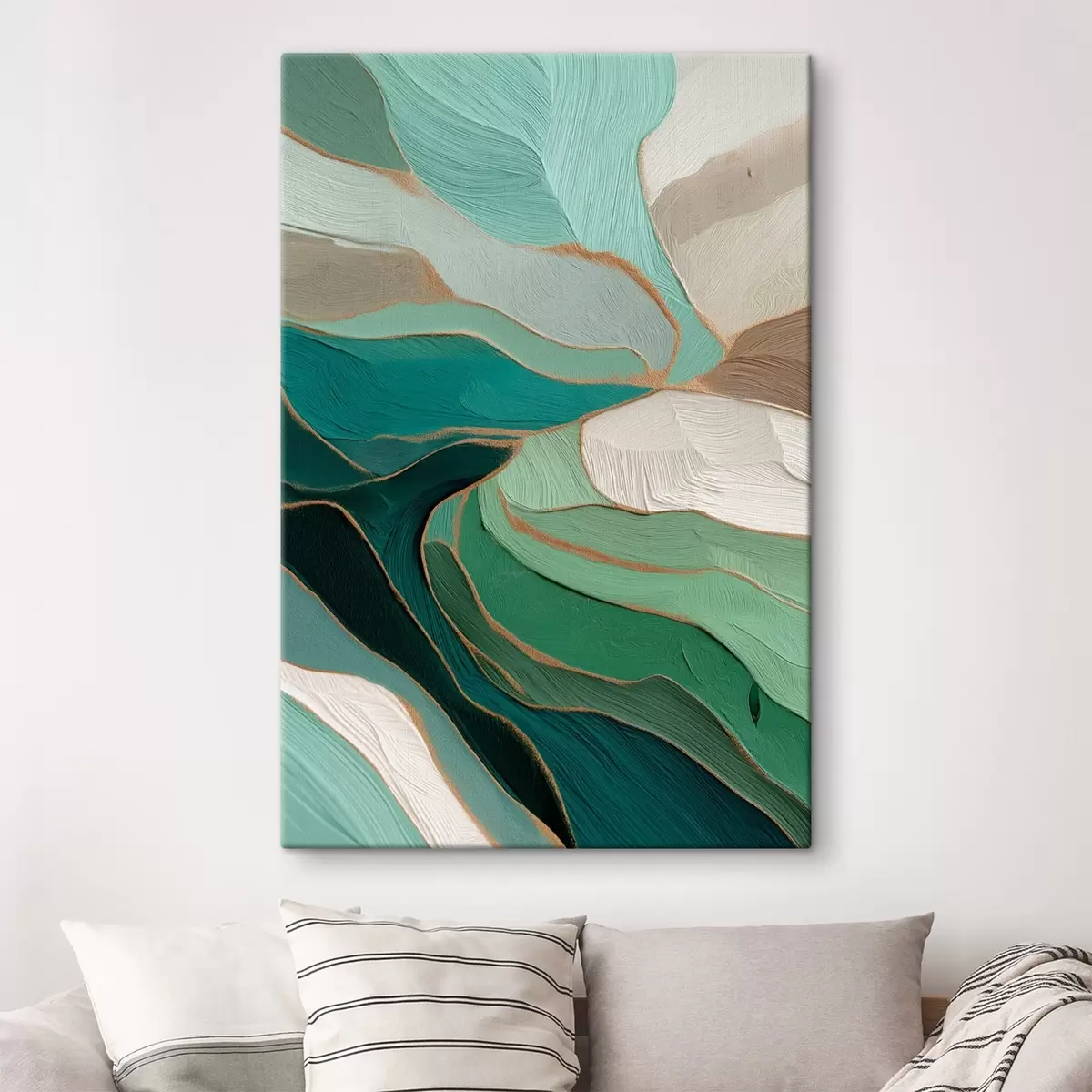 carta da parati Astrazione verde salvia con contorno giallo nr. s45901