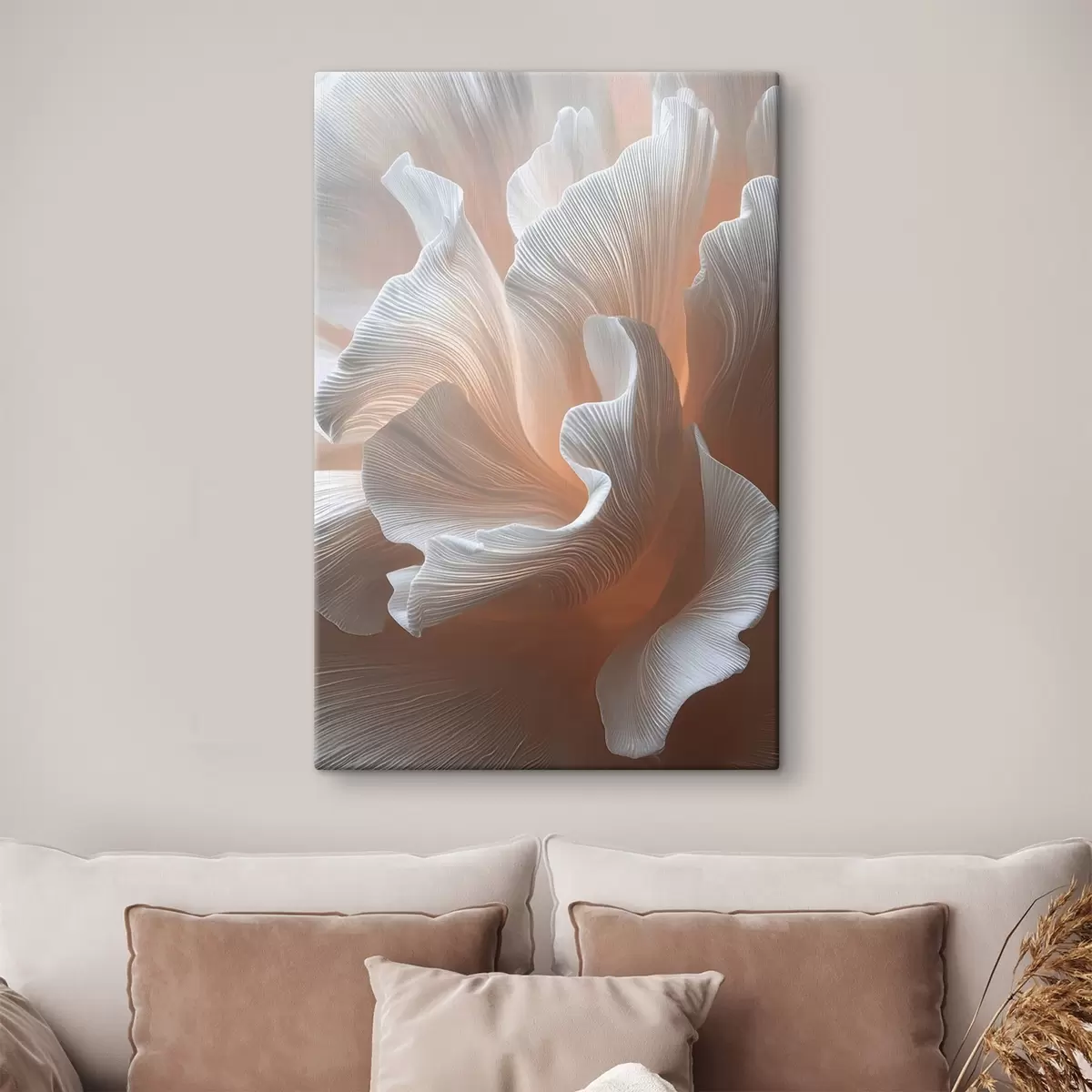 carta da parati Petali bianchi e vaporosi con un caldo bagliore color pesca nr. s45909