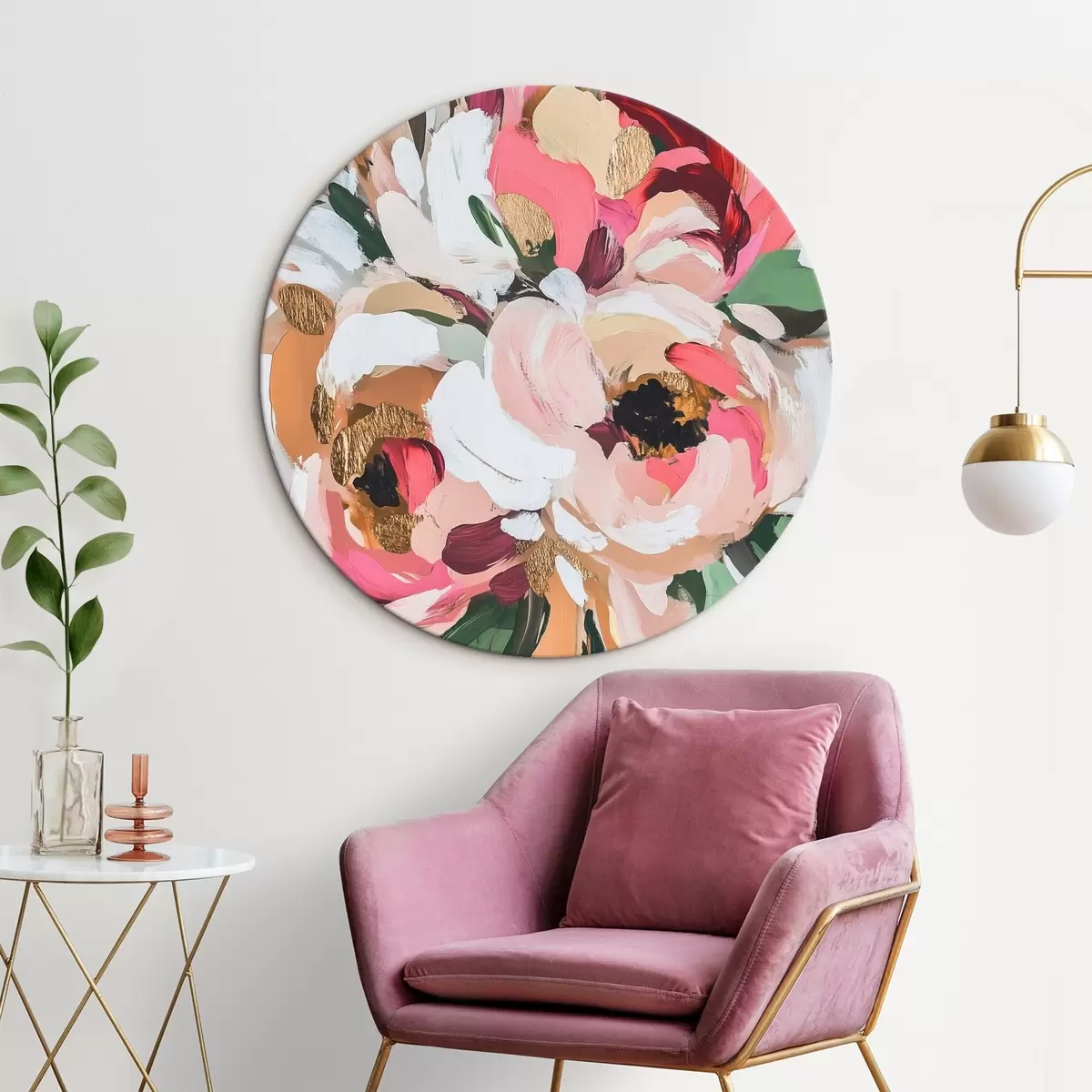 Quadri rotondi Bouquet di fiori astratto r45983