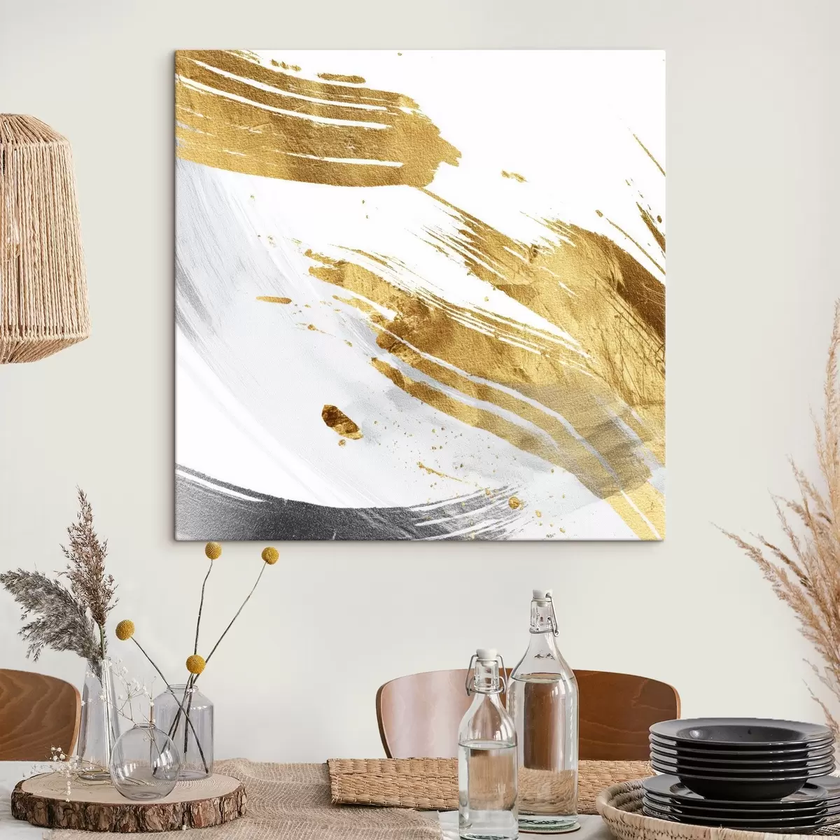 carta da parati Tratti dinamici nei toni del bianco e del giallo-grigio nr. s45866