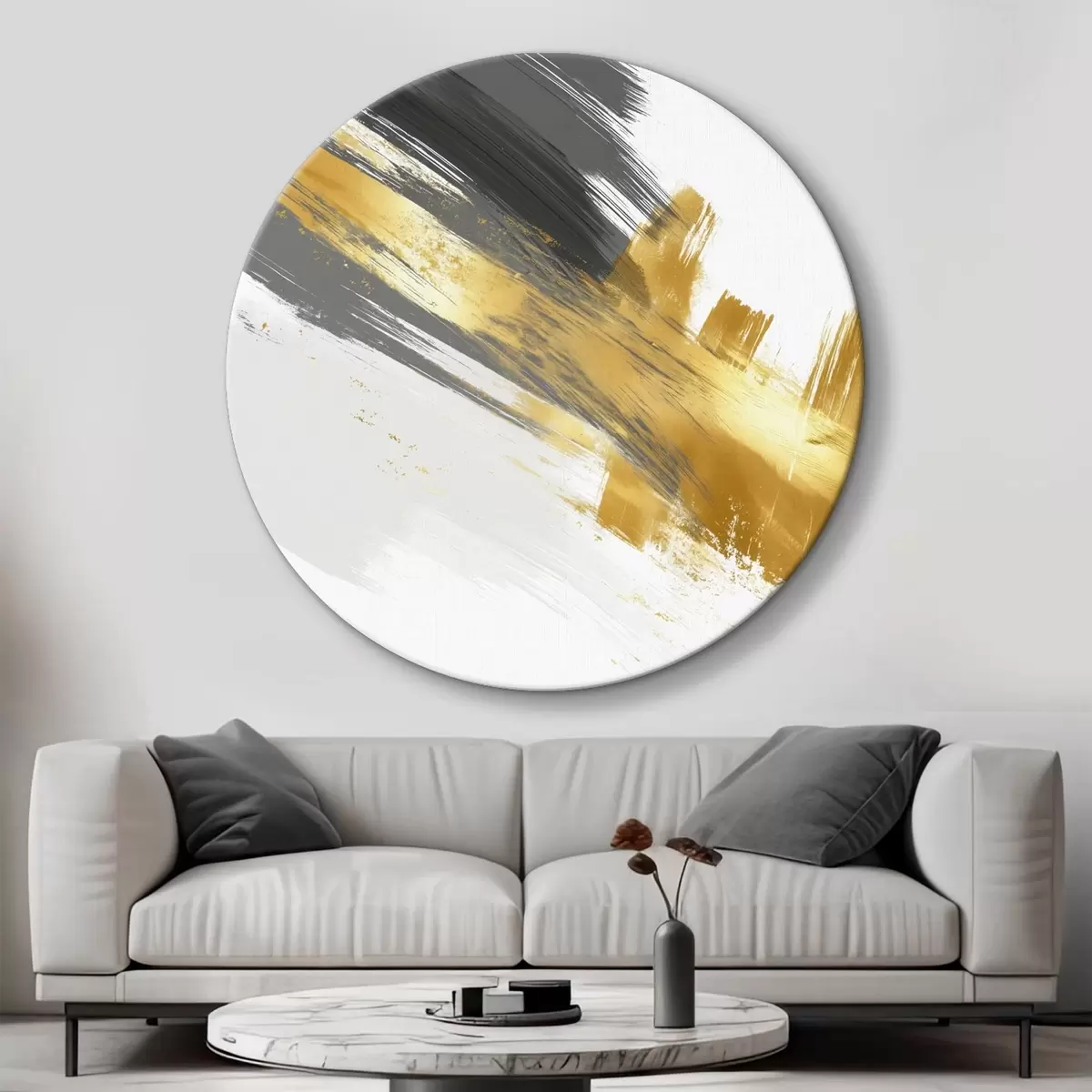 Quadri rotondi Arte moderna con elementi di pennellate veloci r45865