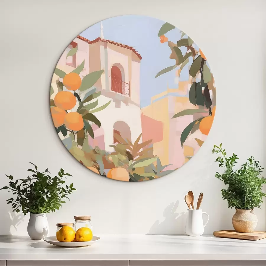 carta da parati Arance su un ramo davanti alla casa nr. r46060