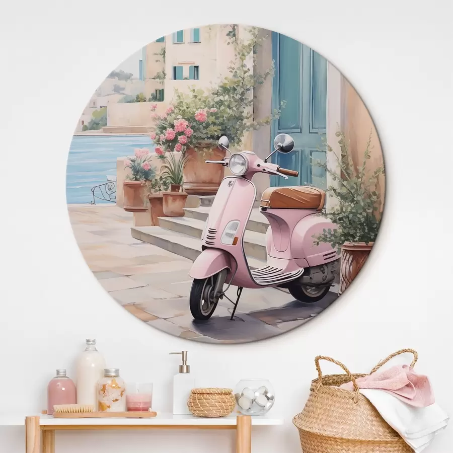 carta da parati Uno scooter sullo sfondo di una casa nr. r46065