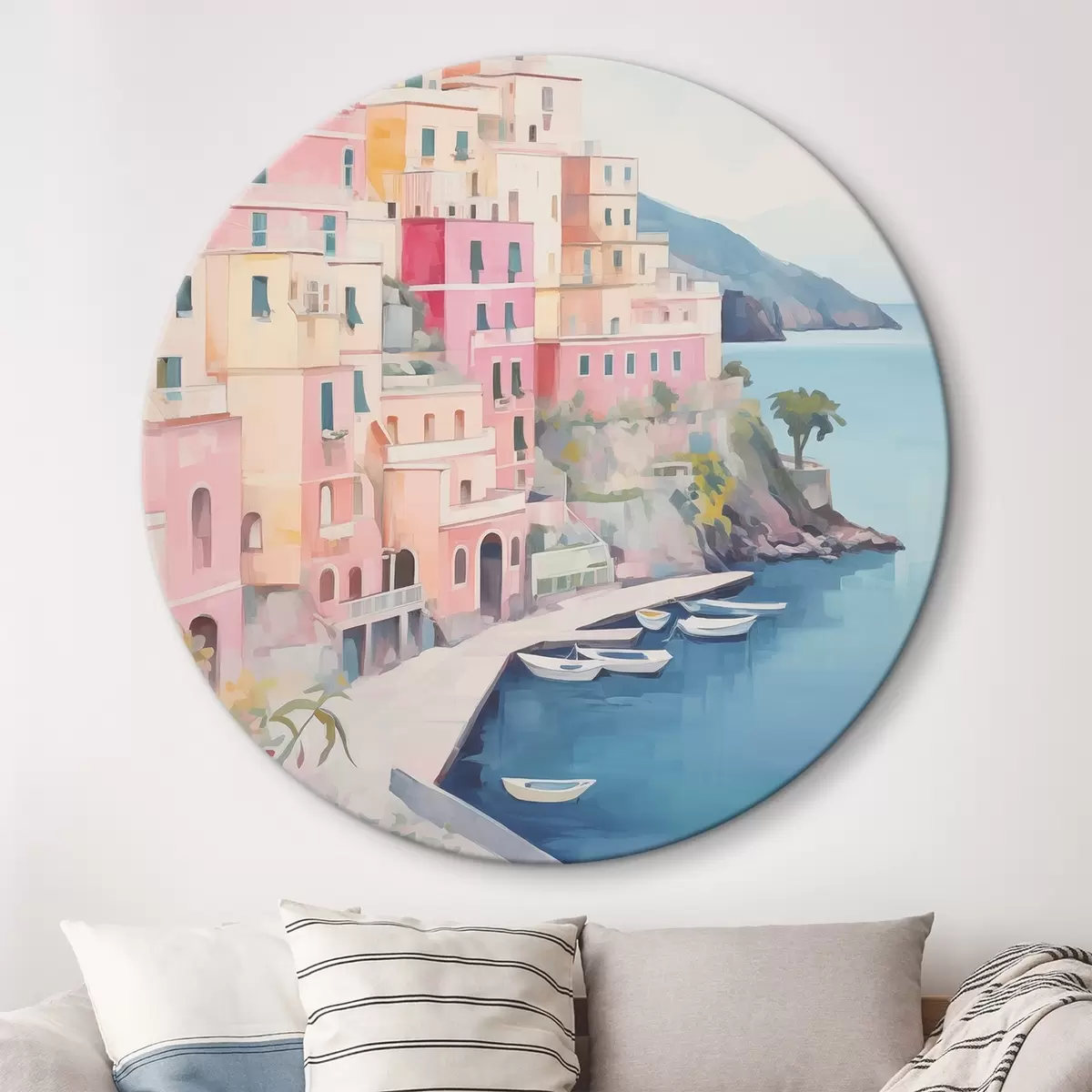 Quadri rotondi Case sul mare r46066