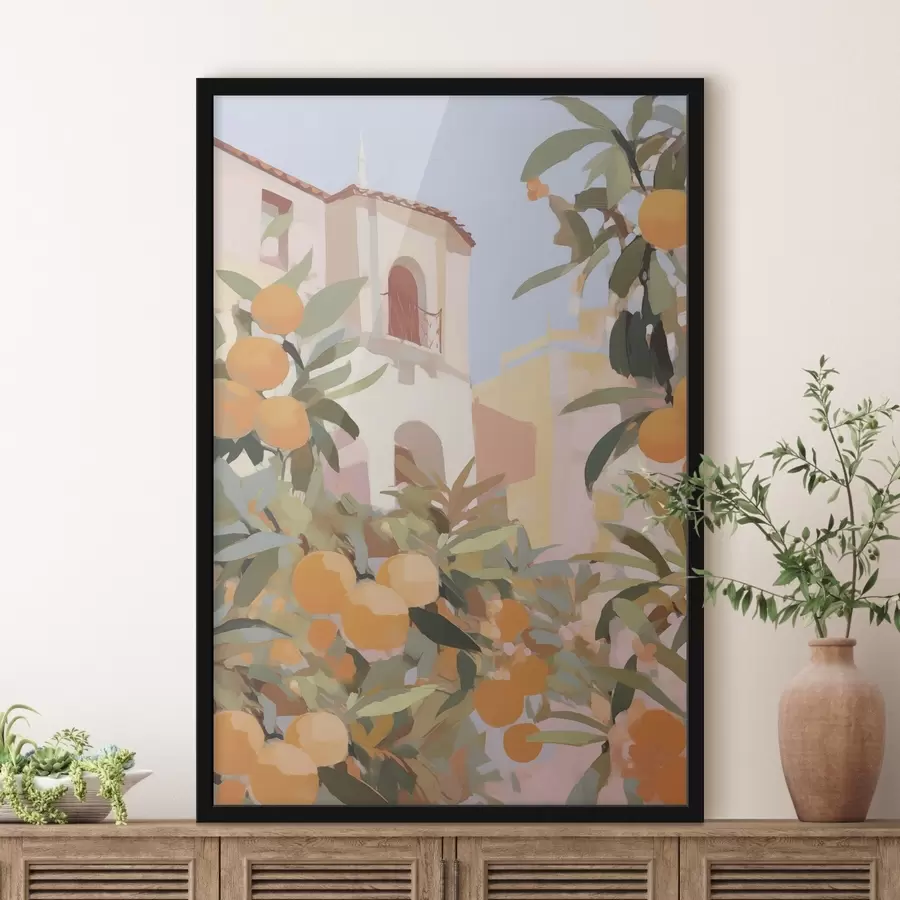 carta da parati Arance su un ramo davanti alla casa nr. f46060