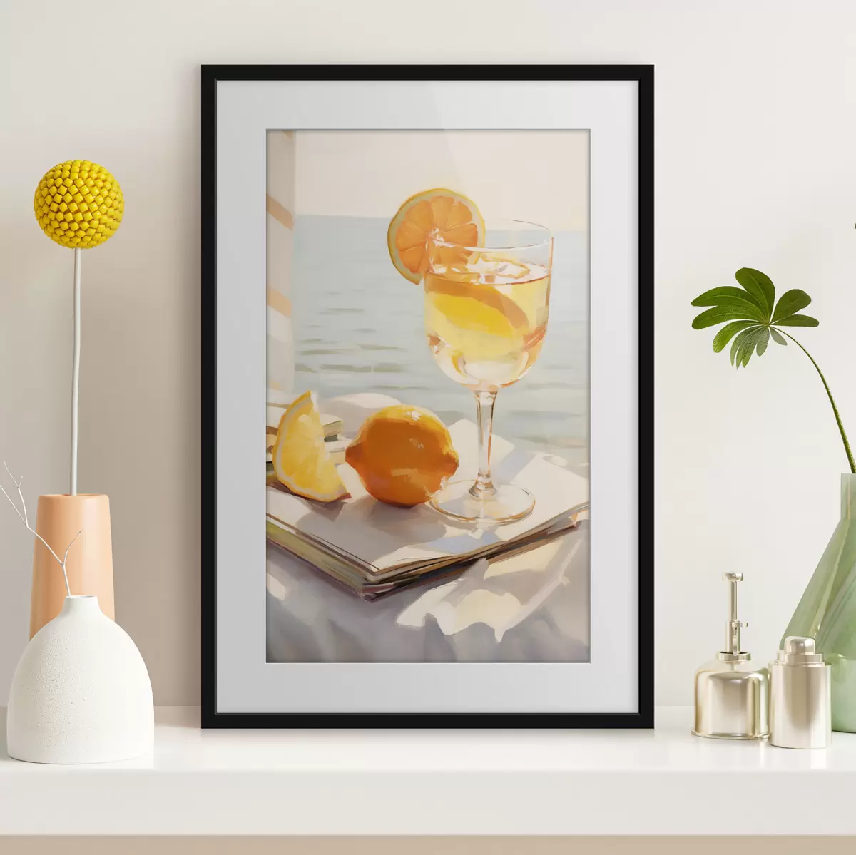 Poster Un cocktail in un bicchiere vicino alla finestra f46064