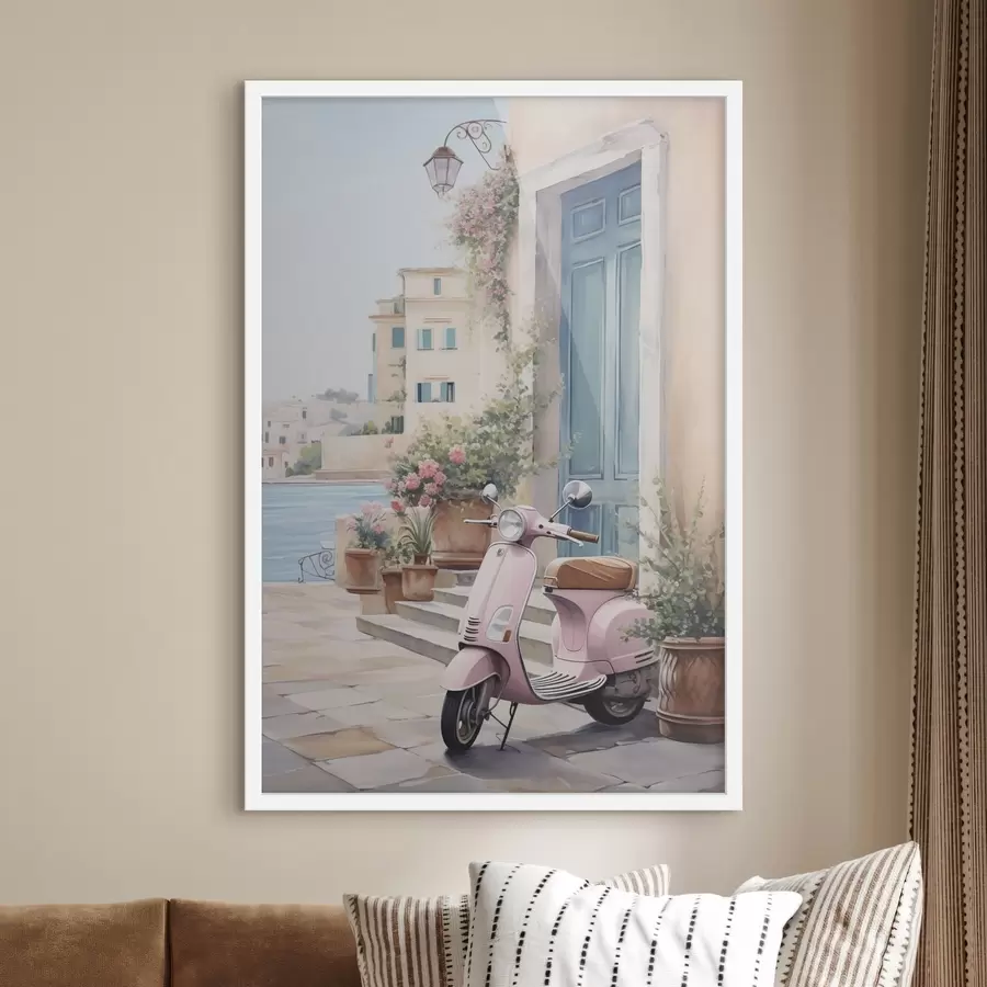 carta da parati Uno scooter sullo sfondo di una casa nr. f46065