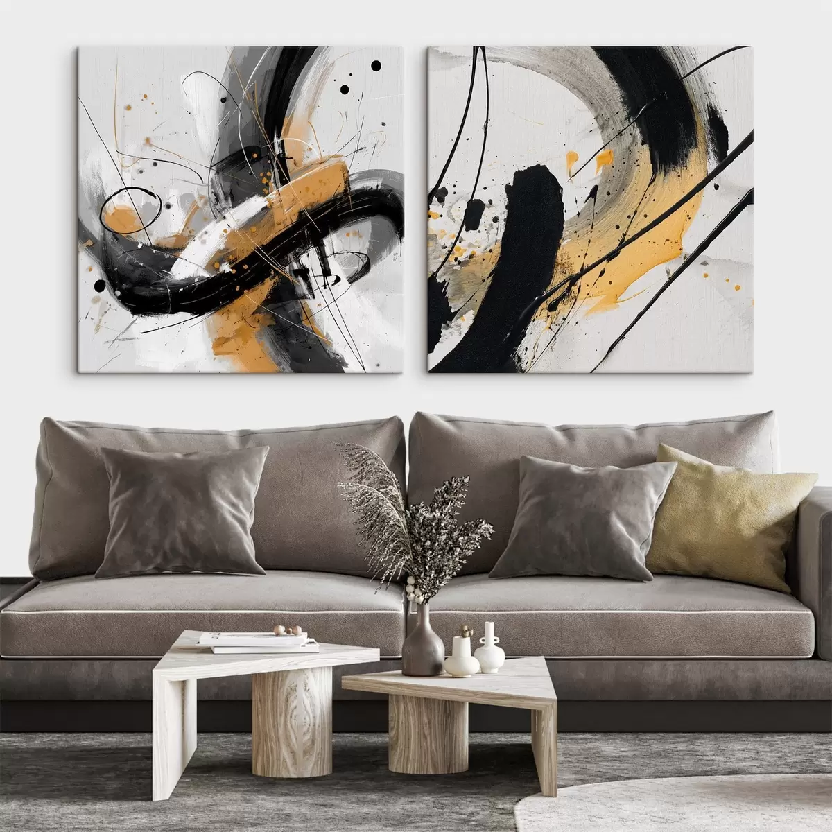 carta da parati Espressione nei toni del giallo e del nero nr. m00739