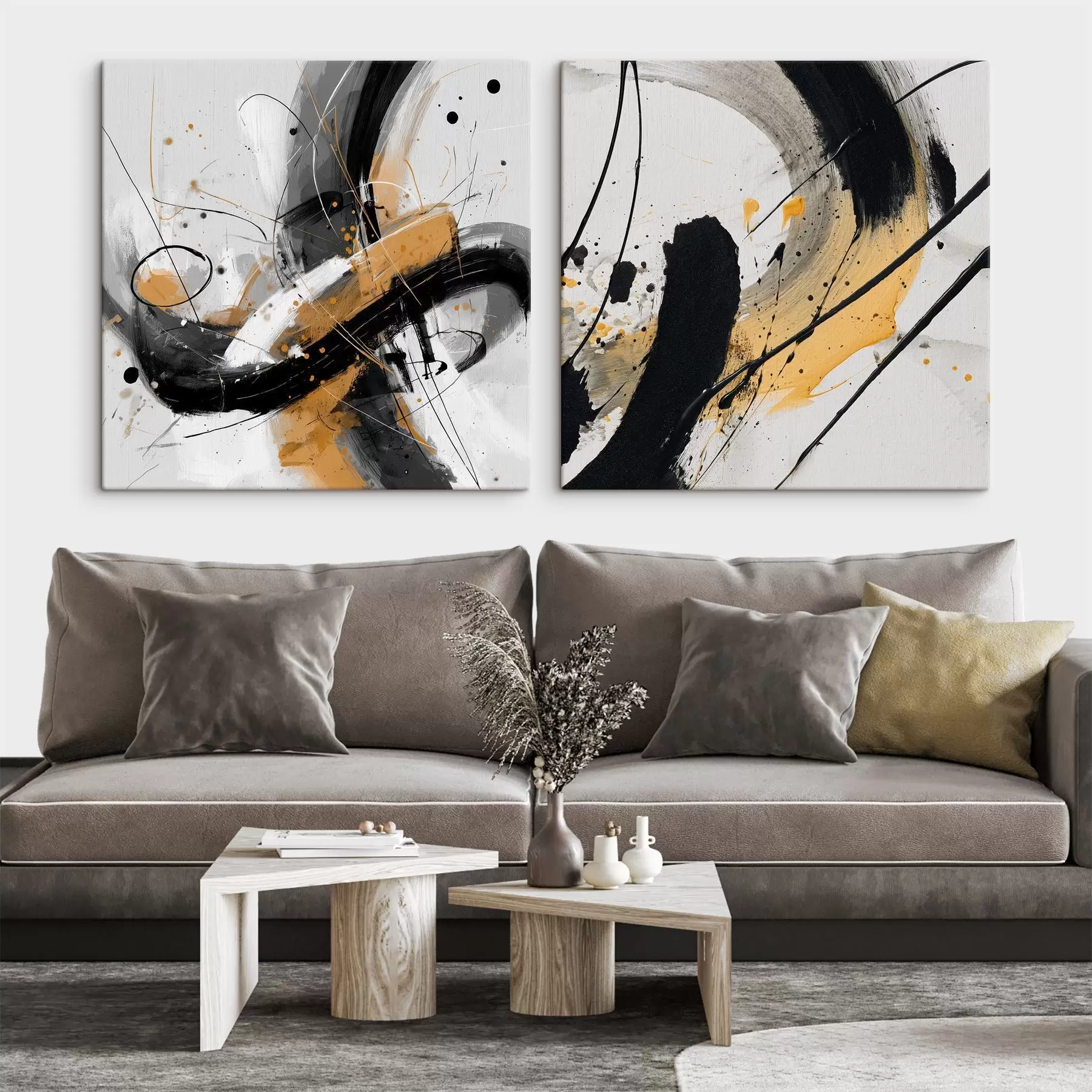 carta da parati Espressione nei toni del giallo e del nero nr. m00739