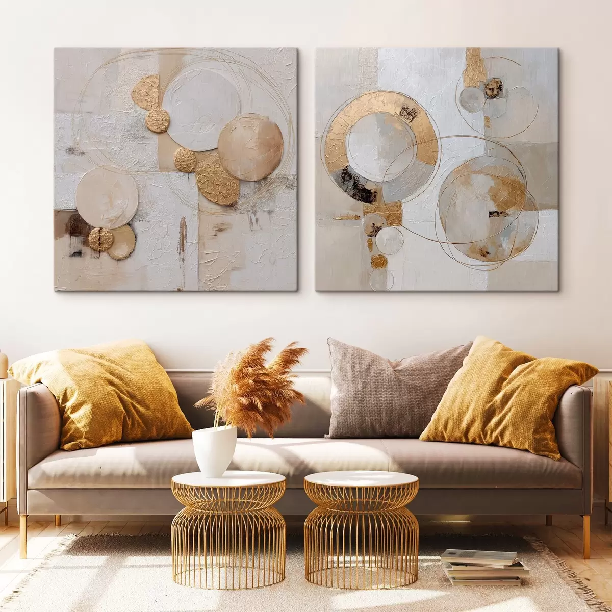 carta da parati Dipinto materico con forme beige e bianche nr. m00741