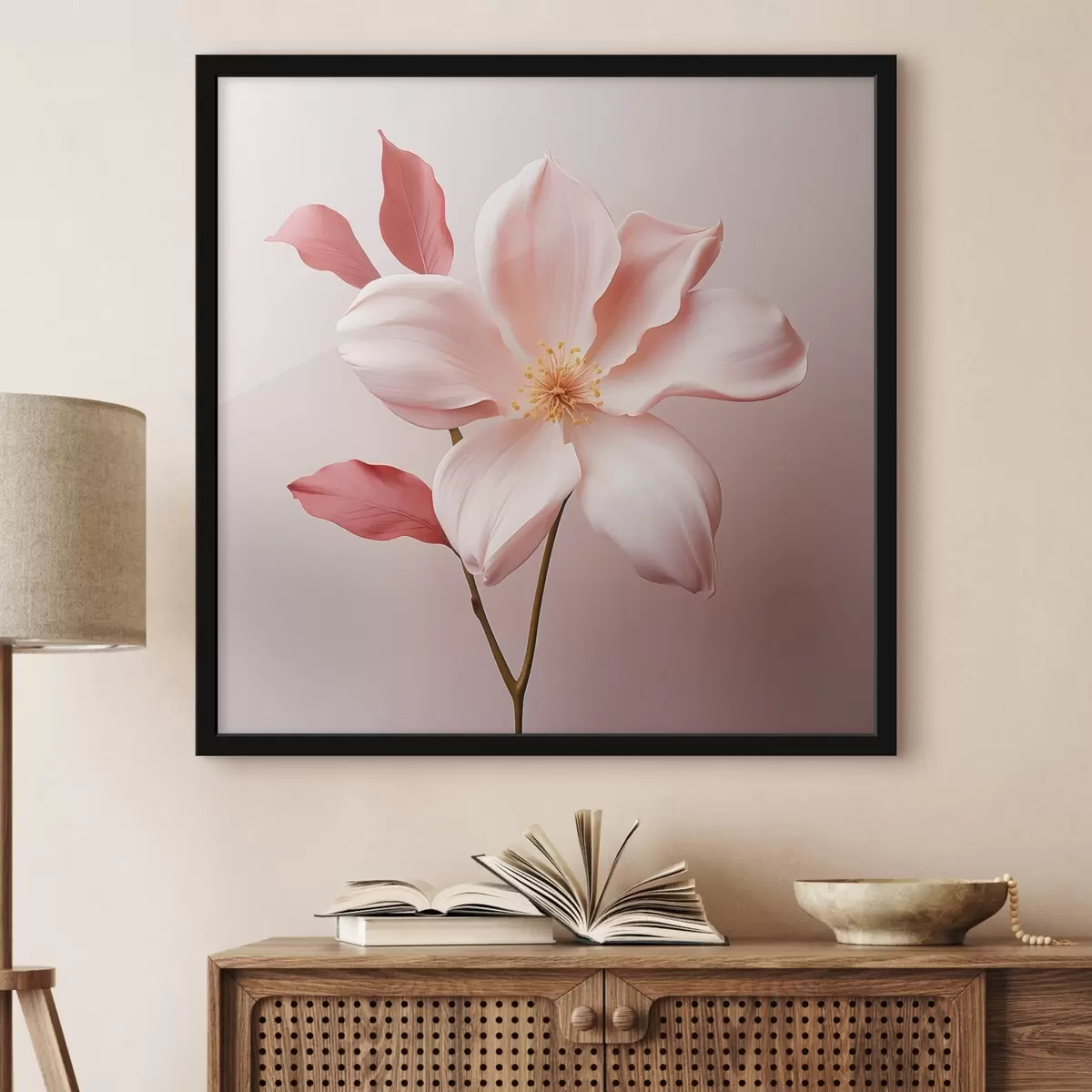 Poster Magnolia rosa in stile minimalista f45735