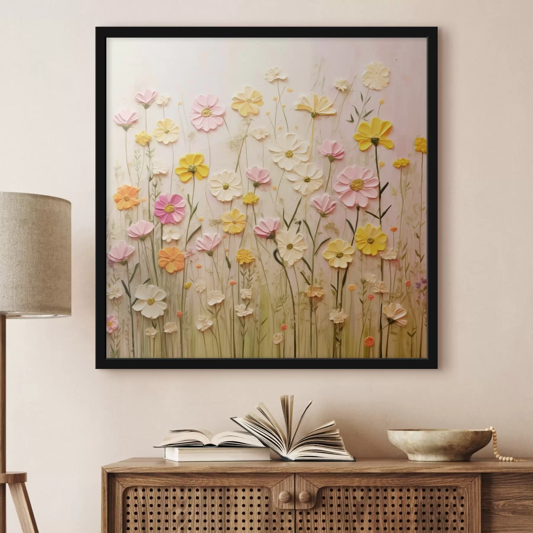 carta da parati Campo di fiori in stile pittura ad olio nr. f45739