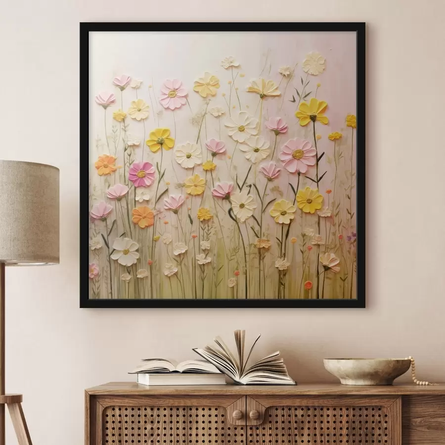 carta da parati Campo di fiori in stile pittura ad olio nr. f45739