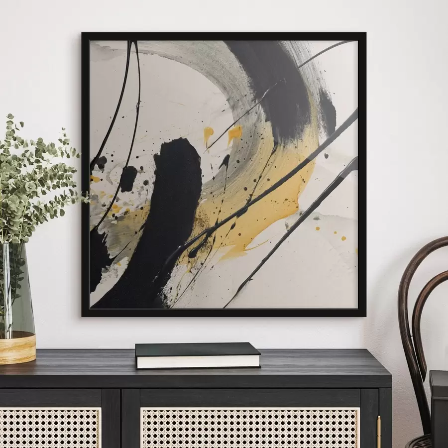 carta da parati Espressione in stile pittorico nero e giallo nr. f45847