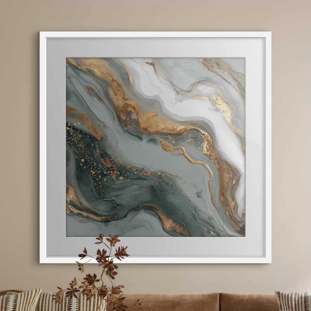 Poster Astrazione con striature verde scuro e grigio f45858