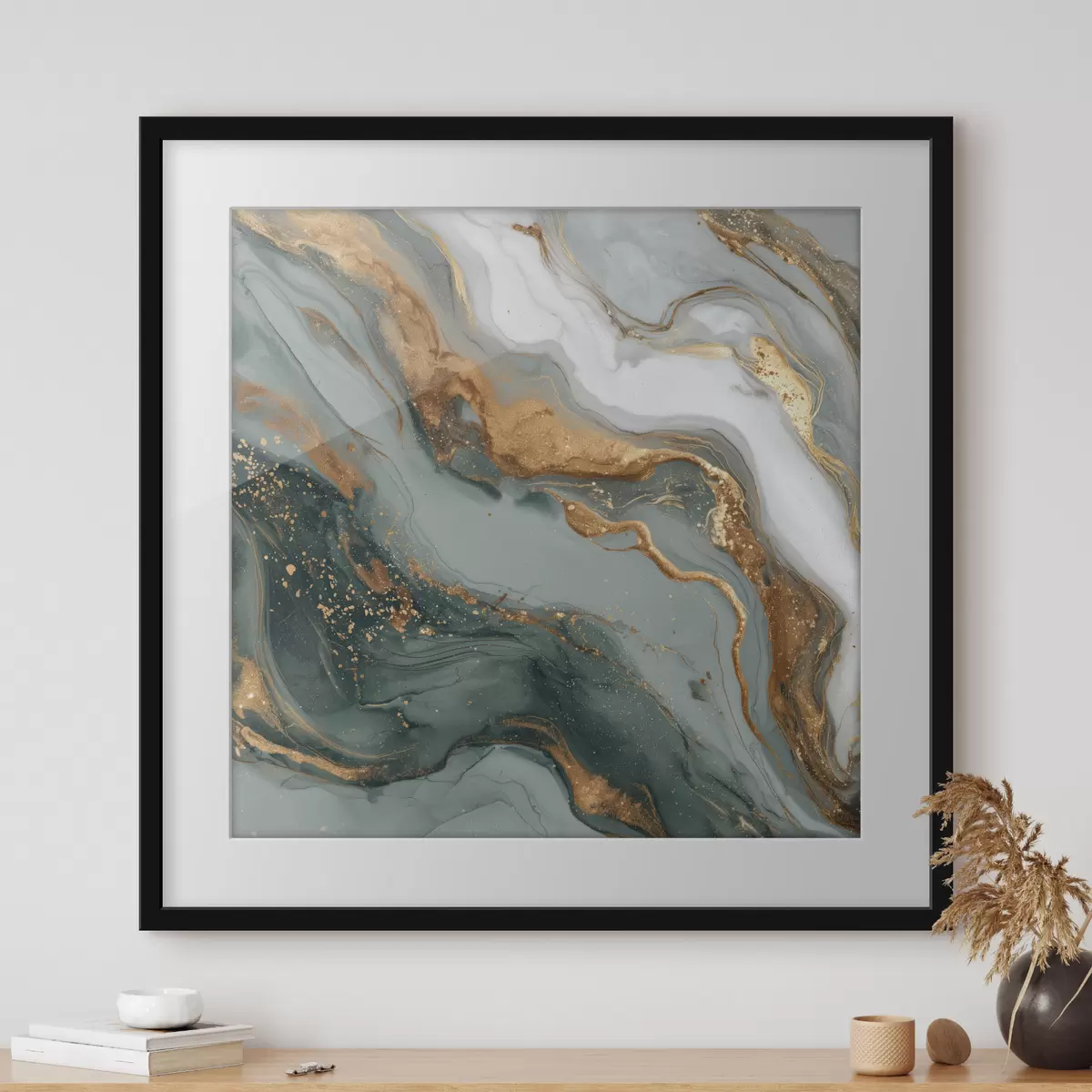 Poster Astrazione con striature verde scuro e grigio f45858