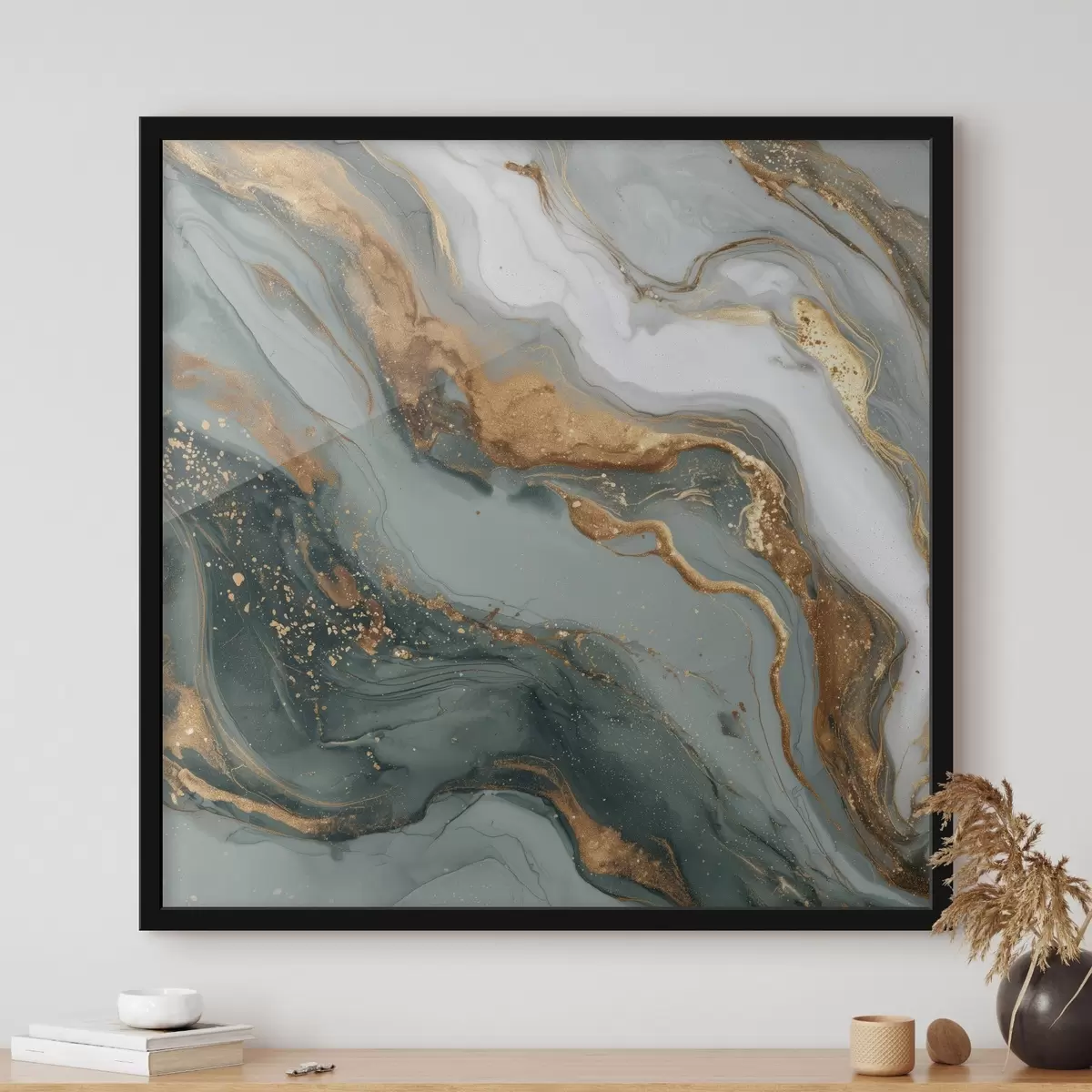 Poster Astrazione con striature verde scuro e grigio f45858