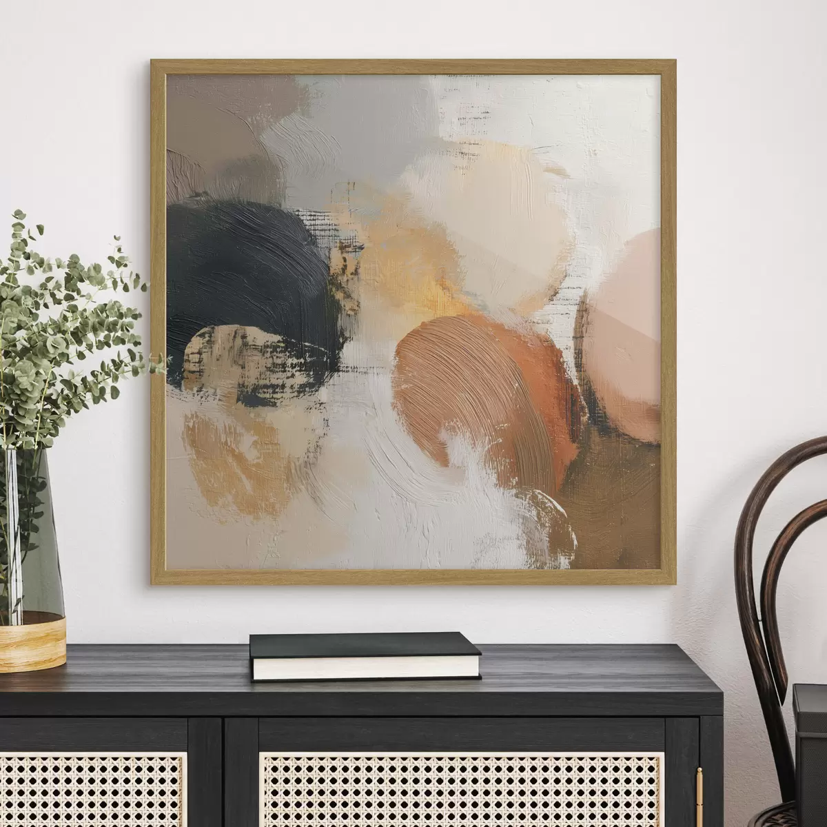 Poster Astrattismo materico con tonalità beige e grigie f45863