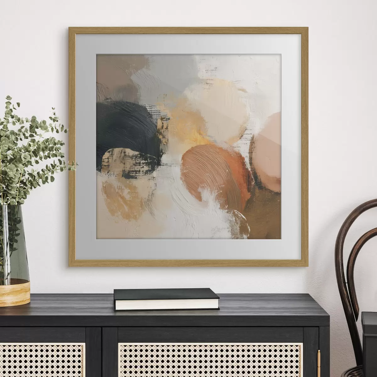 Poster Astrattismo materico con tonalità beige e grigie f45863