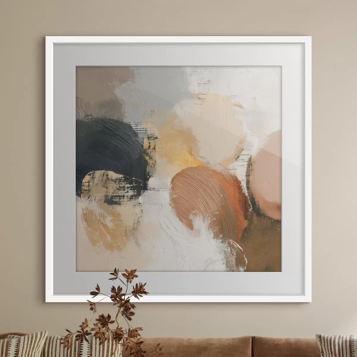 Poster Astrattismo materico con tonalità beige e grigie f45863