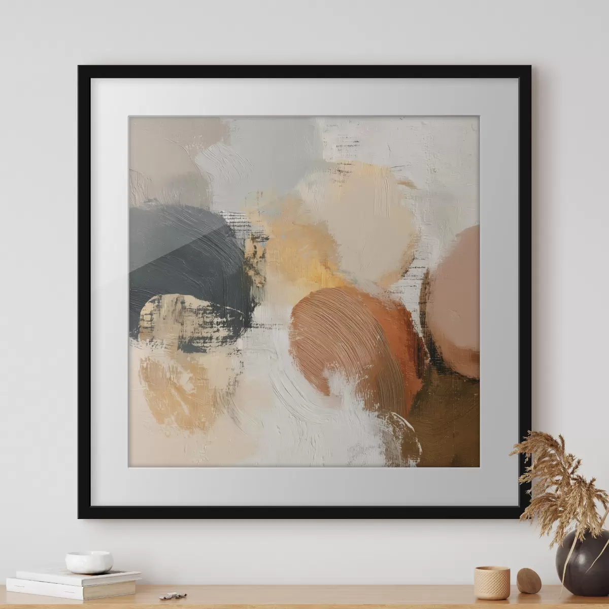 Poster Astrattismo materico con tonalità beige e grigie f45863
