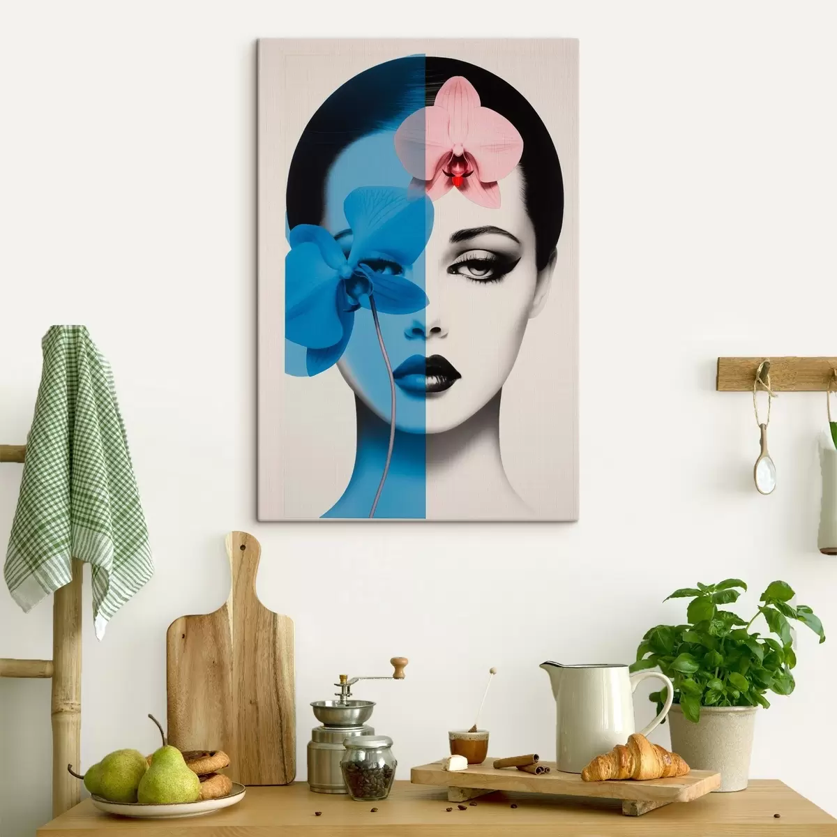 carta da parati Ritratto astratto di una donna con orchidee  nr. s45924