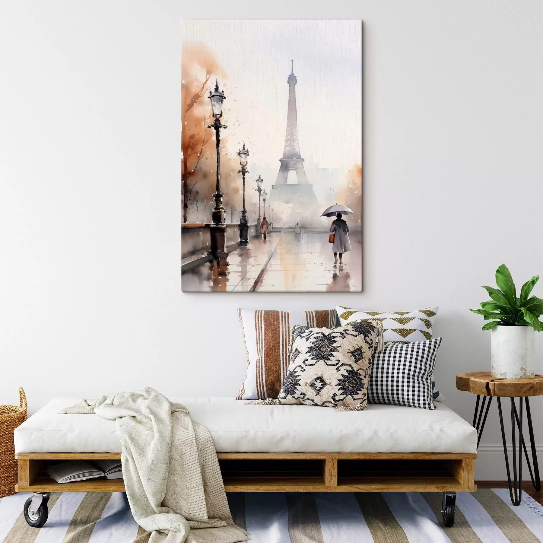 carta da parati Una giornata piovosa a Parigi con la Torre Eiffel sullo sfondo e lampioni vintage nr. s45930