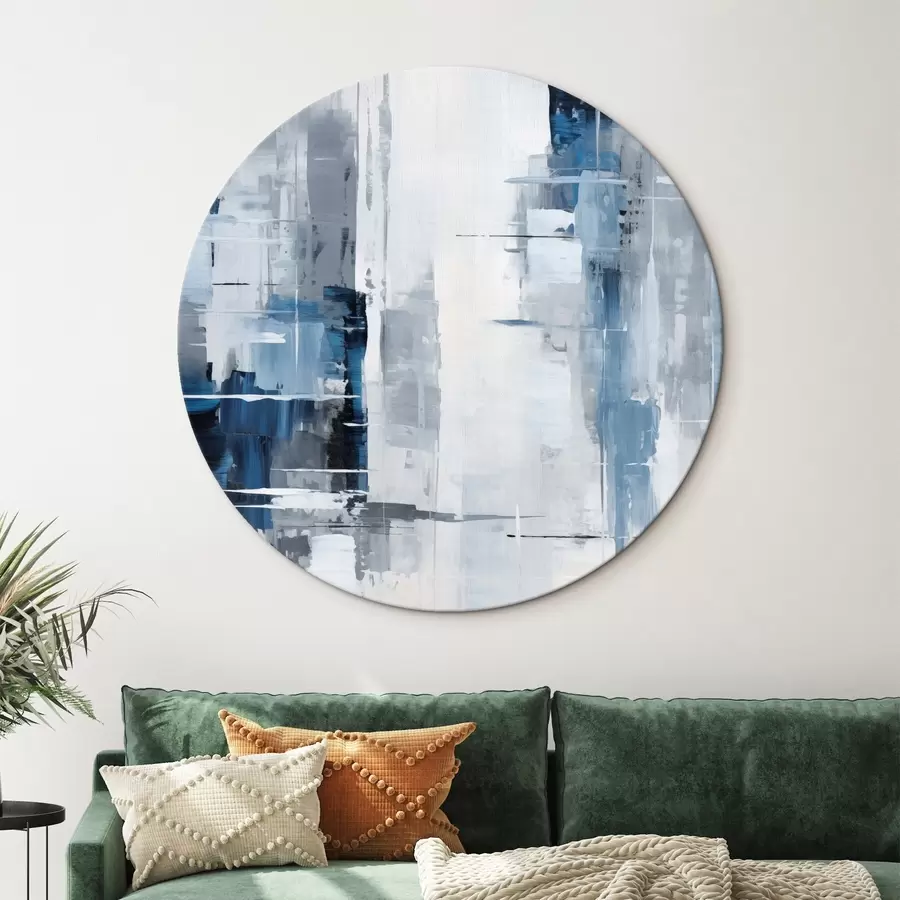 carta da parati Imitazione di pittura astratta con colori blu, grigio e bianco, linee verticali e forme geometriche nr. r45926