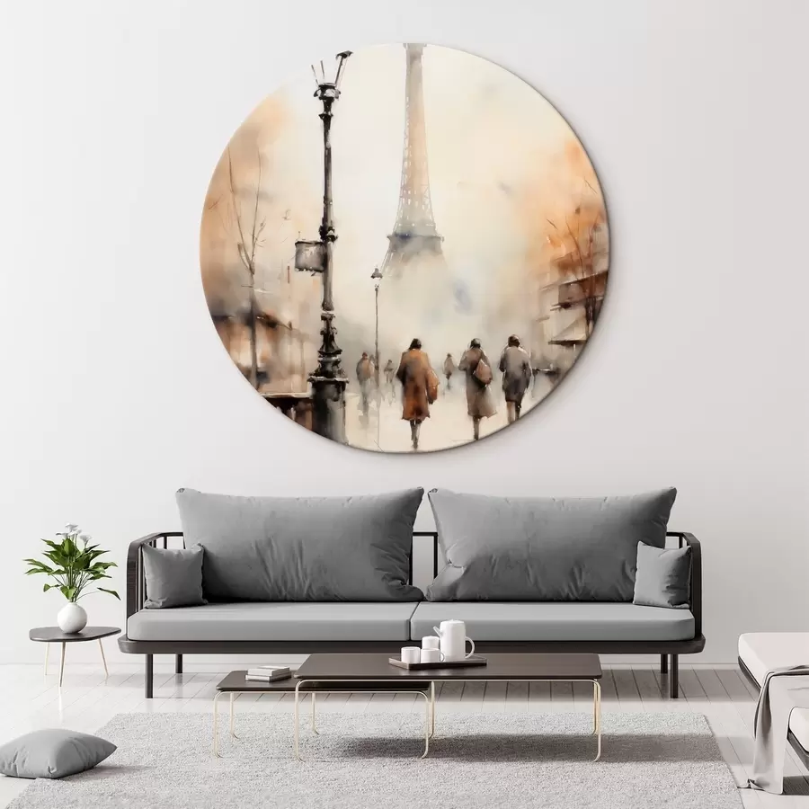 carta da parati Una piovosa giornata autunnale a Parigi con la Torre Eiffel sullo sfondo e lampioni vintage nr. r45931