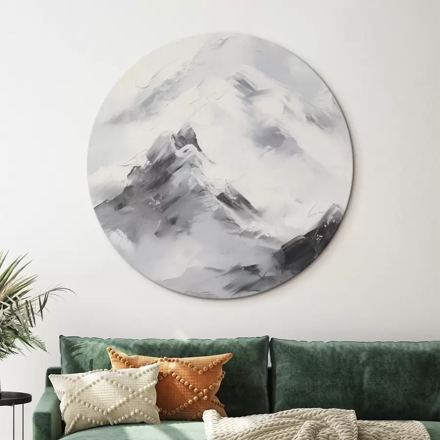 carta da parati Cime innevate con ombre grigie, cielo grigio, pennellate, texture, minimalista nr. r45933