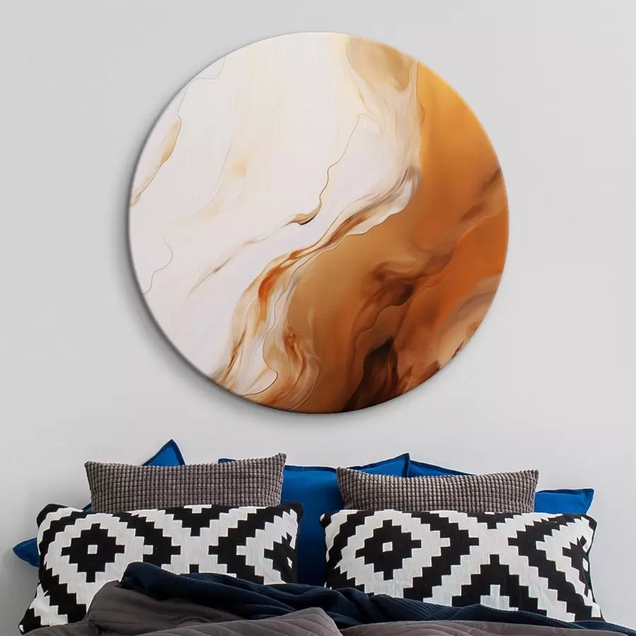 carta da parati Imitazione di pittura astratta con colori bianco e arancione, arte fluida con linee ondulate, arte moderna nr. r45939