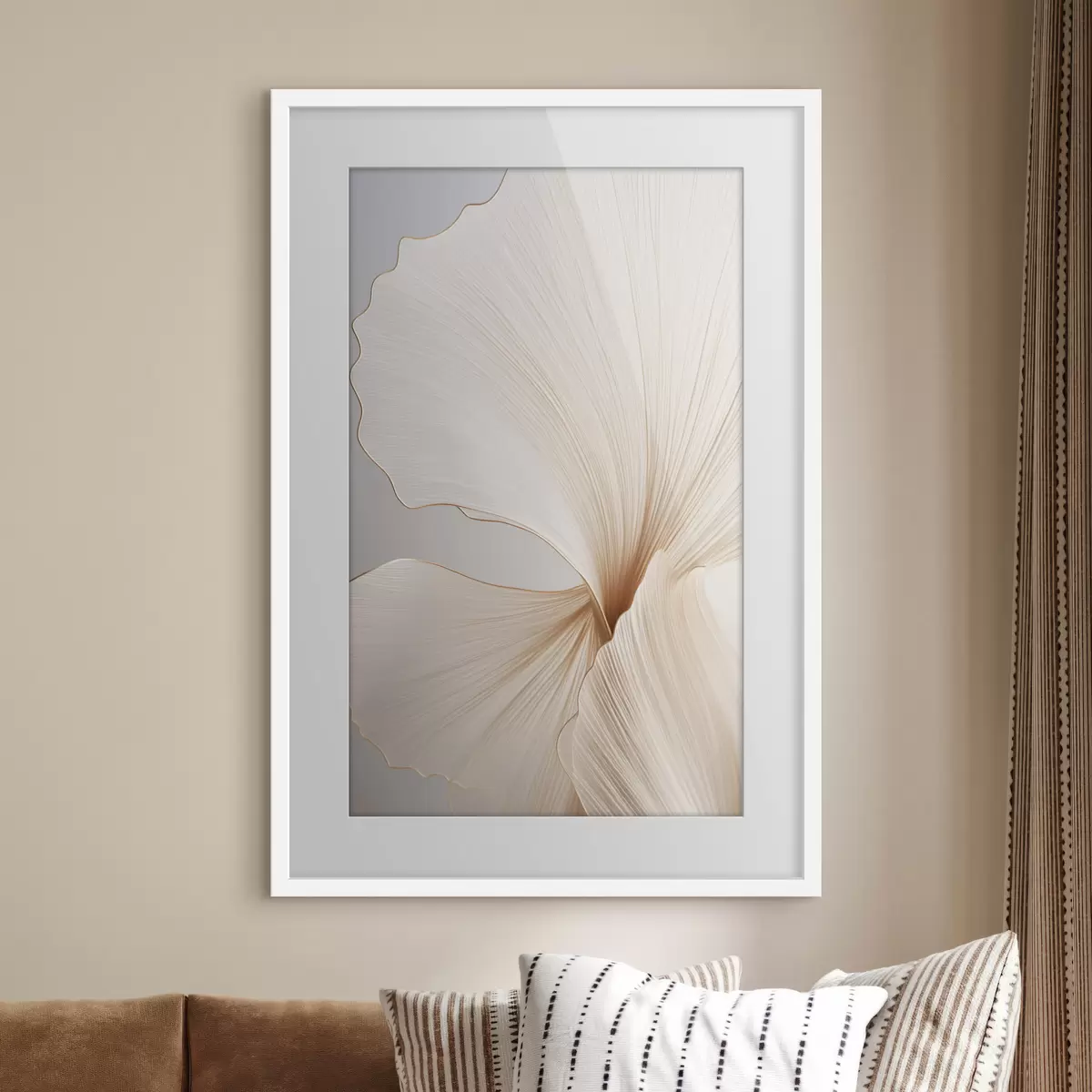 Poster Fiori astratti con petali sottili e delicati nei toni del bianco e del beige f45923