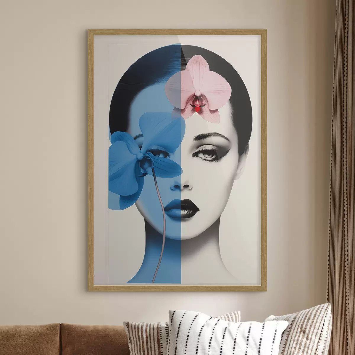 Poster Ritratto astratto di una donna con orchidee f45924
